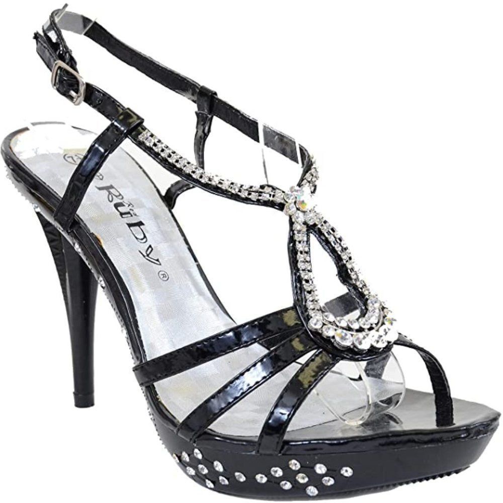 Teardrop Jeweled Formal Platform Sandals ‎ Women's